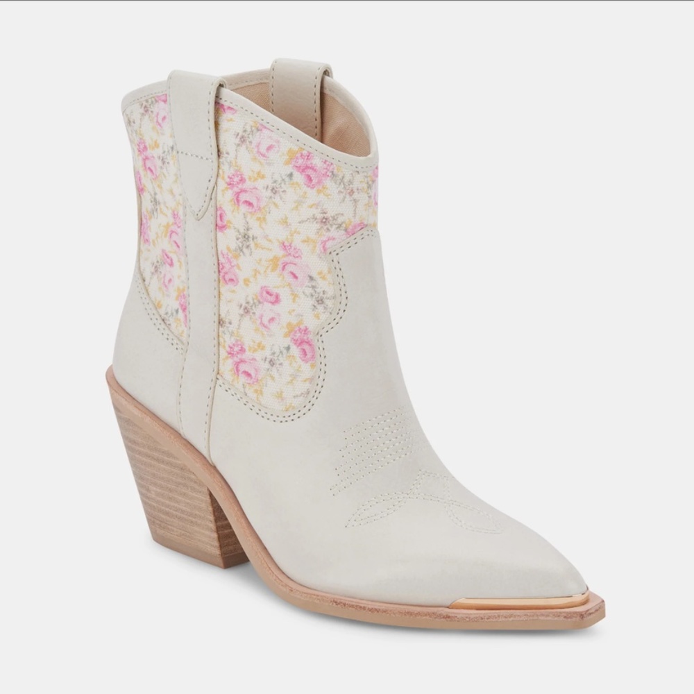 NWT Dolce Vita - NASHE Western Booties - Pink Floral / Nubuck Leather